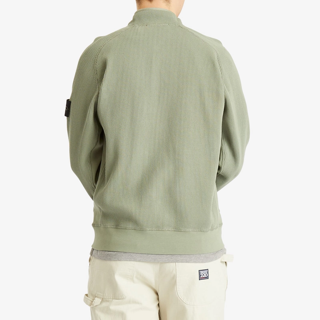 Stone Island Men's Waffle Full Zip Sweatshirt Sage